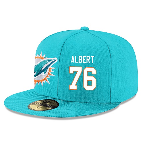 NFL Miami Dolphins #76 Branden Albert Stitched Snapback Adjustable Player Hat - Aqua Green/White